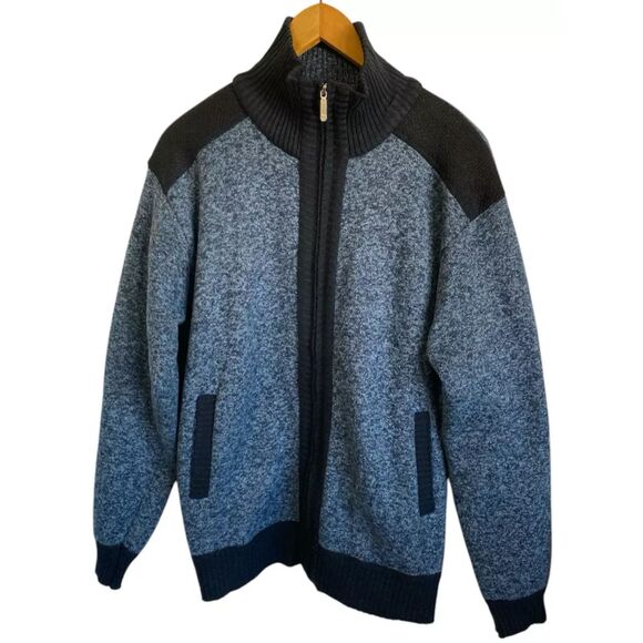 Other - YeoKou Men’s Cardigan Blue Full Zip Cashmere Wool Blend Plaid Lined Size L